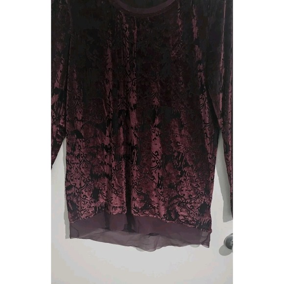 Simply Vera Wang Womens Whimsigoth Velvet Burnout Top Size L Sheer Fairy Grunge - Picture 3 of 9